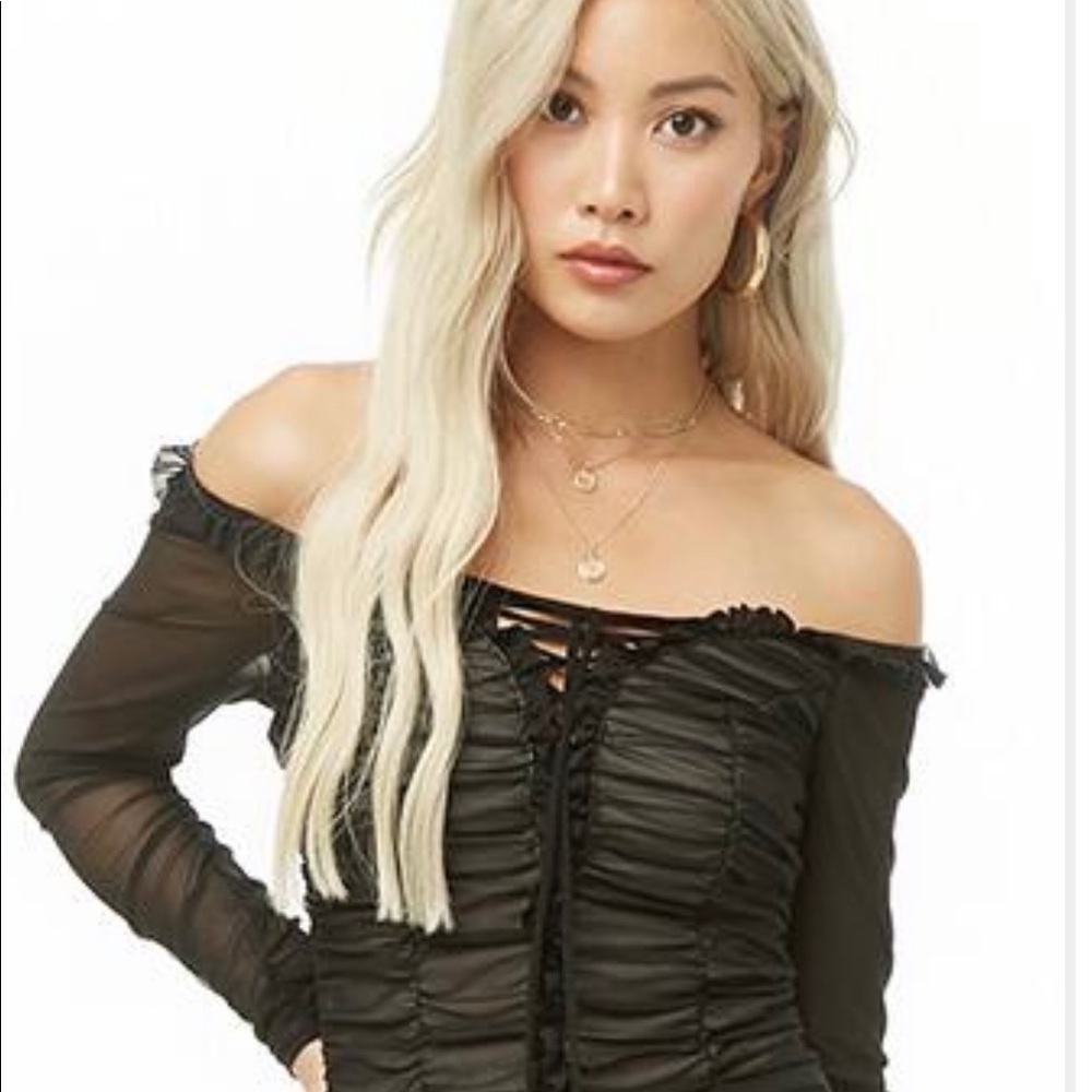 Ruched Off-the-Shoulder Bodysuit